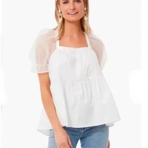 Pomander Place - Tuckernuck- Medium - White puff sleeve top; babydoll